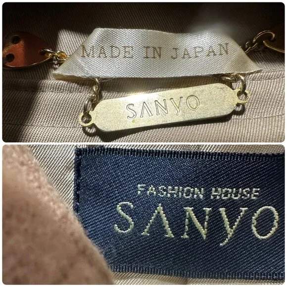 Sanyo Heavy Cotton Trench Coat Womens XS Brown Made in Japan Old Money Luxury - Picture 4 of 16